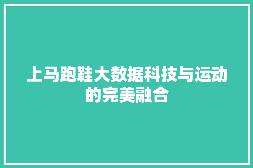 上马跑鞋大数据科技与运动的完美融合