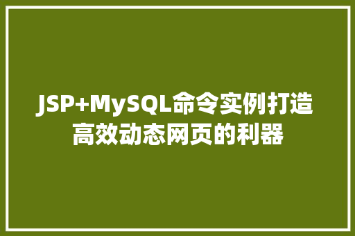 JSP+MySQL命令实例打造高效动态网页的利器