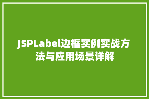 JSPLabel边框实例实战方法与应用场景详解