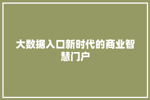 大数据入口新时代的商业智慧门户