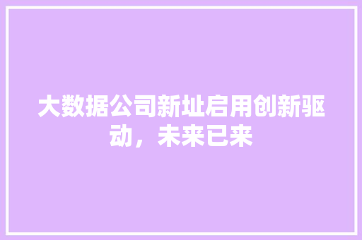 大数据公司新址启用创新驱动，未来已来