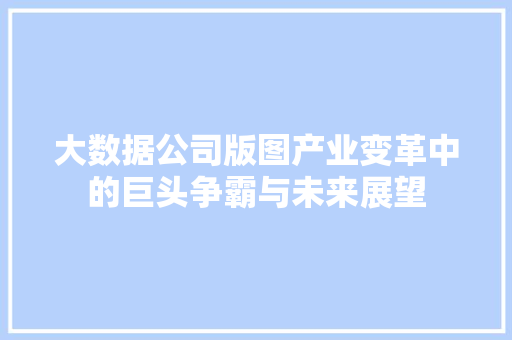 大数据公司版图产业变革中的巨头争霸与未来展望