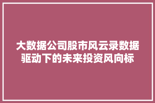 大数据公司股市风云录数据驱动下的未来投资风向标  第1张