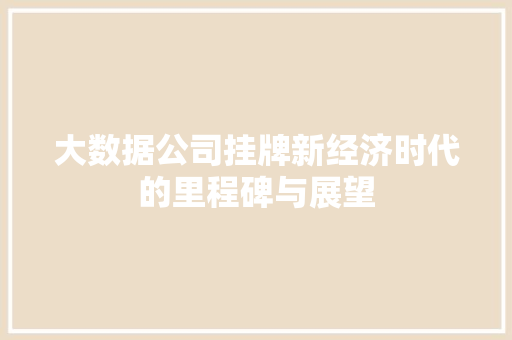 大数据公司挂牌新经济时代的里程碑与展望  第1张
