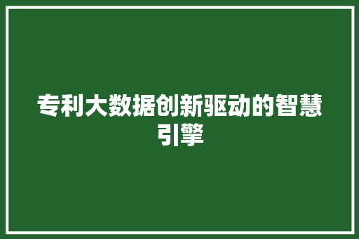 专利大数据创新驱动的智慧引擎
