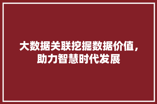 大数据关联挖掘数据价值，助力智慧时代发展
