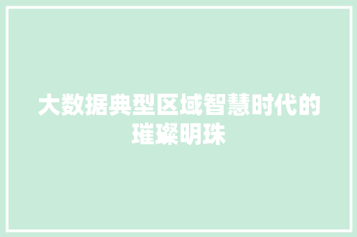 大数据典型区域智慧时代的璀璨明珠