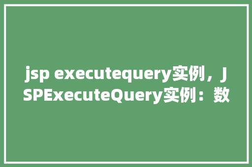 jsp executequery实例，JSPExecuteQuery实例：数据库查询操作实战演示