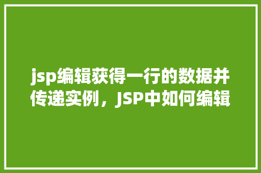 jsp编辑获得一行的数据并传递实例，JSP中如何编辑并获取单行数据，并将其作为实例传递  第1张