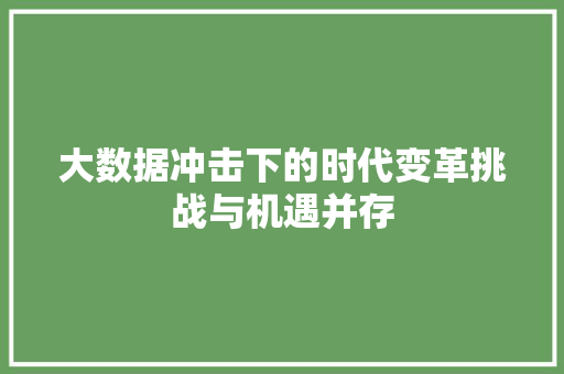 大数据冲击下的时代变革挑战与机遇并存