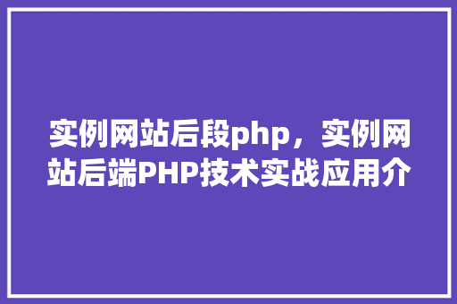 实例网站后段php，实例网站后端PHP技术实战应用介绍