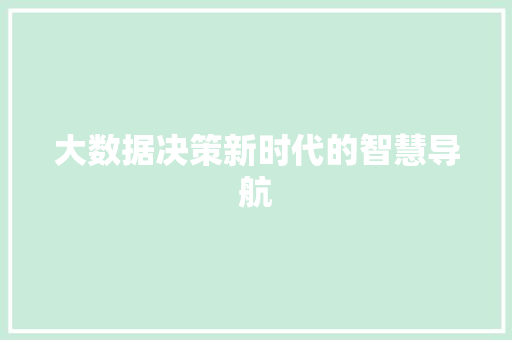 大数据决策新时代的智慧导航