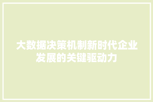 大数据决策机制新时代企业发展的关键驱动力