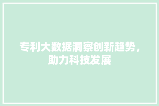 专利大数据洞察创新趋势，助力科技发展