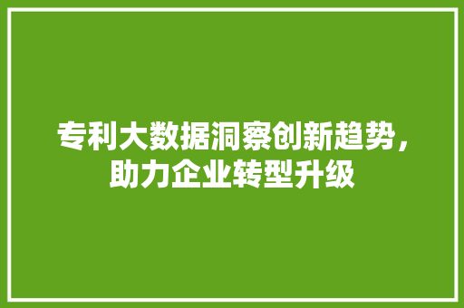 专利大数据洞察创新趋势，助力企业转型升级