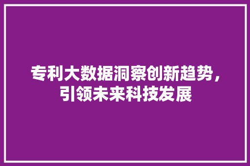 专利大数据洞察创新趋势，引领未来科技发展