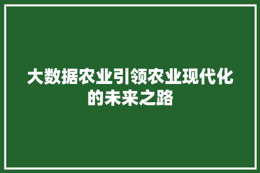 大数据农业引领农业现代化的未来之路  第1张