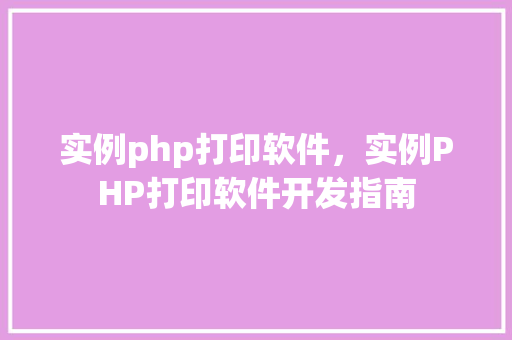 实例php打印软件，实例PHP打印软件开发指南