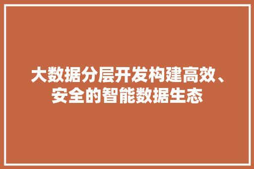 大数据分层开发构建高效、安全的智能数据生态  第1张