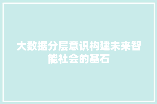 大数据分层意识构建未来智能社会的基石  第1张