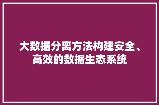 大数据分离方法构建安全、高效的数据生态系统  第1张