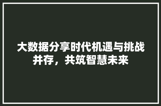 大数据分享时代机遇与挑战并存，共筑智慧未来  第1张