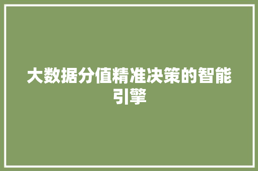 大数据分值精准决策的智能引擎