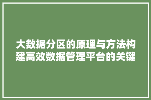 大数据分区的原理与方法构建高效数据管理平台的关键