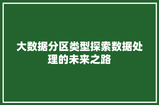 大数据分区类型探索数据处理的未来之路