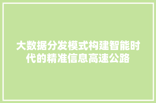 大数据分发模式构建智能时代的精准信息高速公路