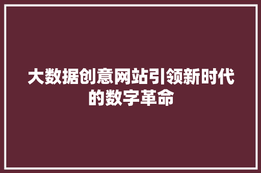大数据创意网站引领新时代的数字革命