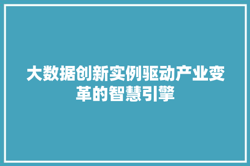 大数据创新实例驱动产业变革的智慧引擎
